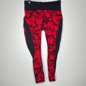 Lululemon Train Times Fast Pace Floral Red and Black Leggings Women’s Size 10